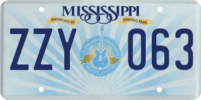 MS license plate ZZY063