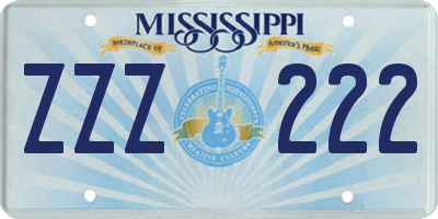 MS license plate ZZZ222