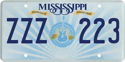 MS license plate ZZZ223