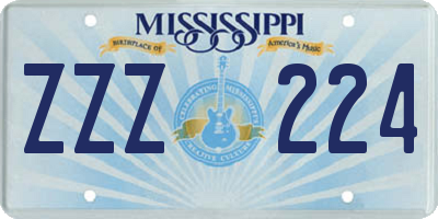 MS license plate ZZZ224