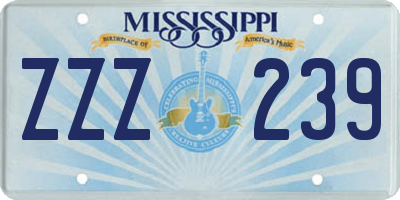 MS license plate ZZZ239