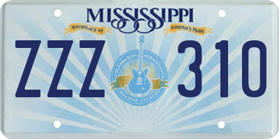 MS license plate ZZZ310