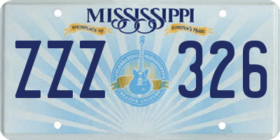 MS license plate ZZZ326