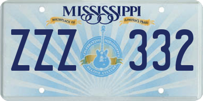 MS license plate ZZZ332