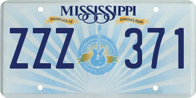 MS license plate ZZZ371