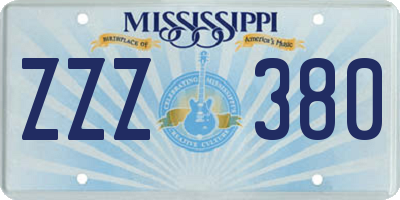 MS license plate ZZZ380