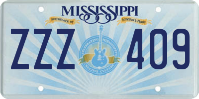 MS license plate ZZZ409