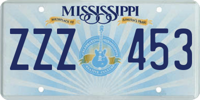 MS license plate ZZZ453