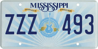 MS license plate ZZZ493