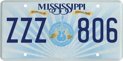 MS license plate ZZZ806