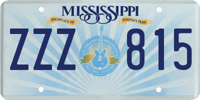 MS license plate ZZZ815