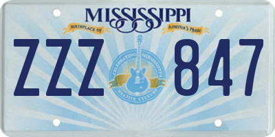 MS license plate ZZZ847