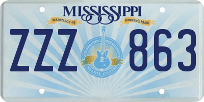MS license plate ZZZ863