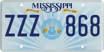 MS license plate ZZZ868