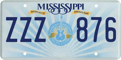 MS license plate ZZZ876