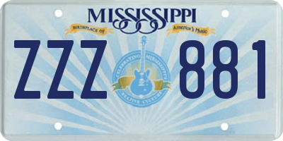 MS license plate ZZZ881