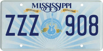 MS license plate ZZZ908