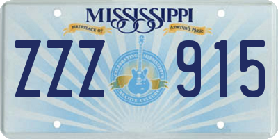 MS license plate ZZZ915