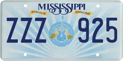 MS license plate ZZZ925