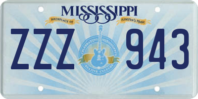 MS license plate ZZZ943