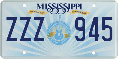 MS license plate ZZZ945