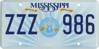 MS license plate ZZZ986
