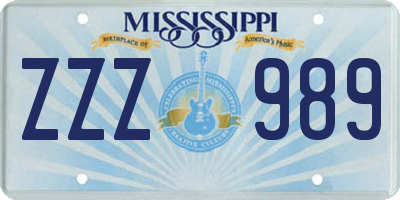 MS license plate ZZZ989