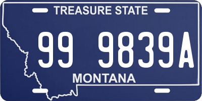 MT license plate 999839A