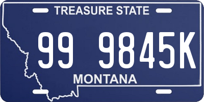MT license plate 999845K