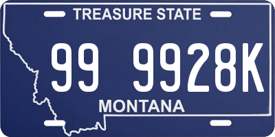 MT license plate 999928K