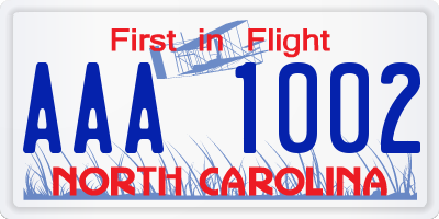 NC license plate AAA1002