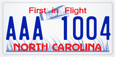 NC license plate AAA1004