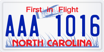 NC license plate AAA1016