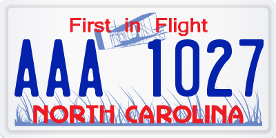 NC license plate AAA1027