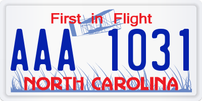 NC license plate AAA1031