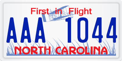 NC license plate AAA1044