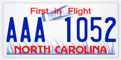 NC license plate AAA1052
