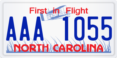NC license plate AAA1055