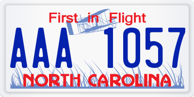 NC license plate AAA1057