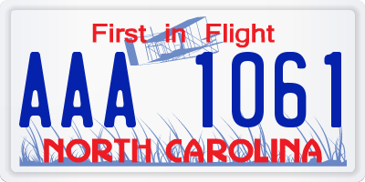NC license plate AAA1061