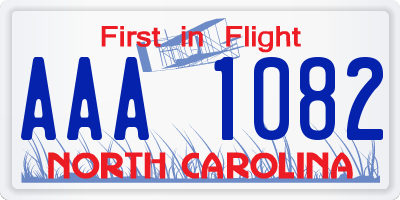 NC license plate AAA1082