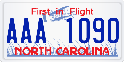 NC license plate AAA1090