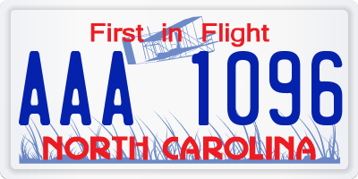 NC license plate AAA1096