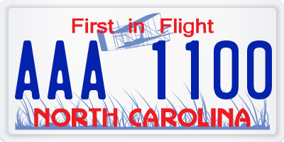 NC license plate AAA1100