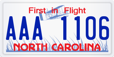 NC license plate AAA1106