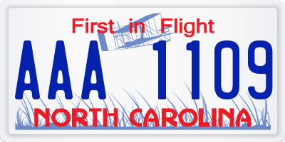NC license plate AAA1109