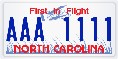 NC license plate AAA1111