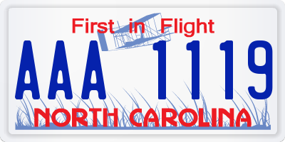 NC license plate AAA1119