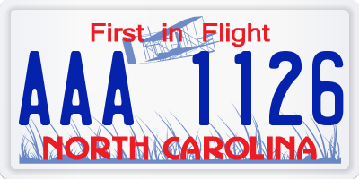 NC license plate AAA1126