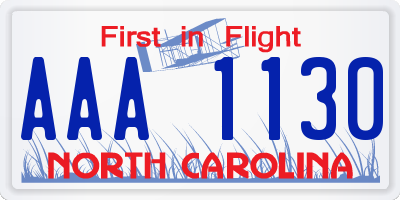 NC license plate AAA1130